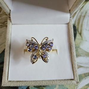 Genuine tanzanite butterfly ring